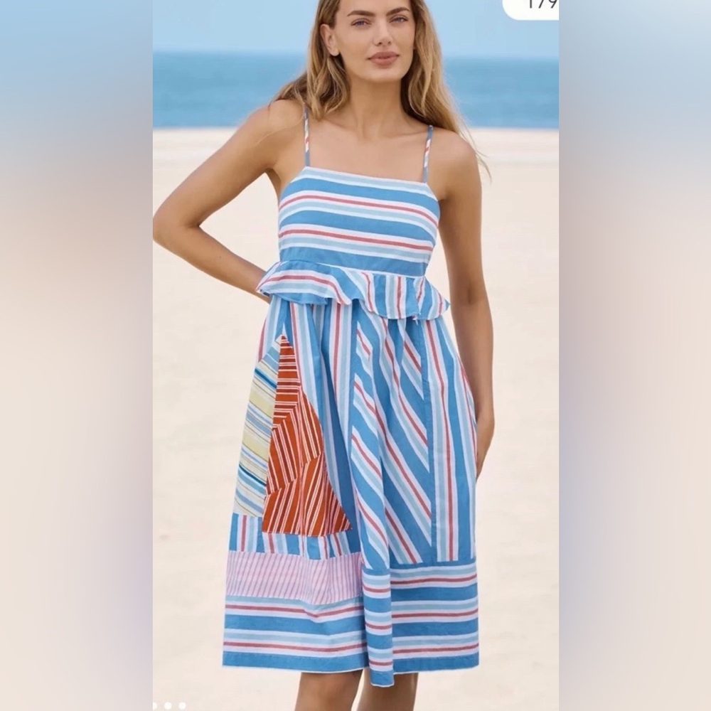 NWOT size Medium Anthropologie Celandine Sleeveless Nautical Stripe Sail Dress